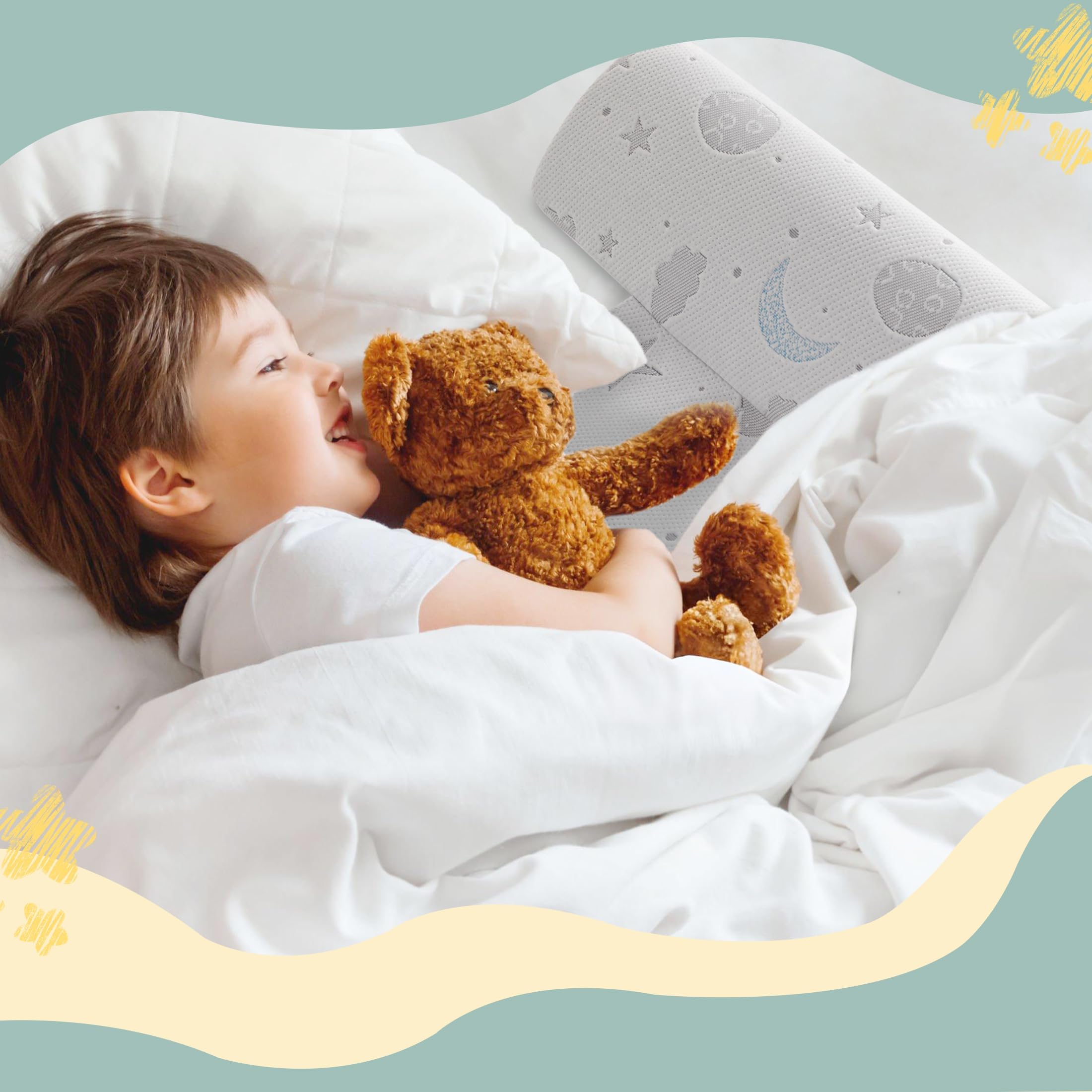 Sponda Letto per Bambini - Barriera in Schiuma dal Design Unico a Semi-Goccia con Grip Antiscivolo, Rivestimento Traspirante, Impermeabile e Lavabile, Salvaspazio, per Bambini e Anziani