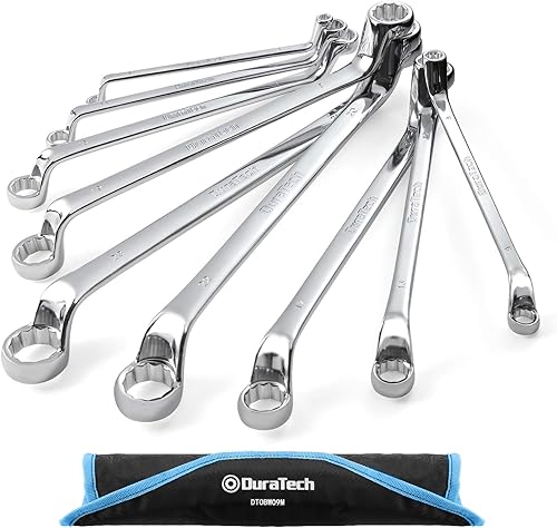 DURATECH Juego de llaves de caja de compensación, métricas, 9 piezas, 0.236-0.906 in, 75 grados, acero CR-V, organizado en bolsa rodante