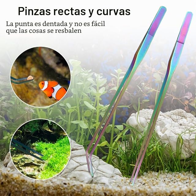 Foto 8 de 8 de Kit de herramientas de acuario, 4 en 1/5 en 1/6 en 1, de acero inoxidable, pinzas, tijeras, espátula