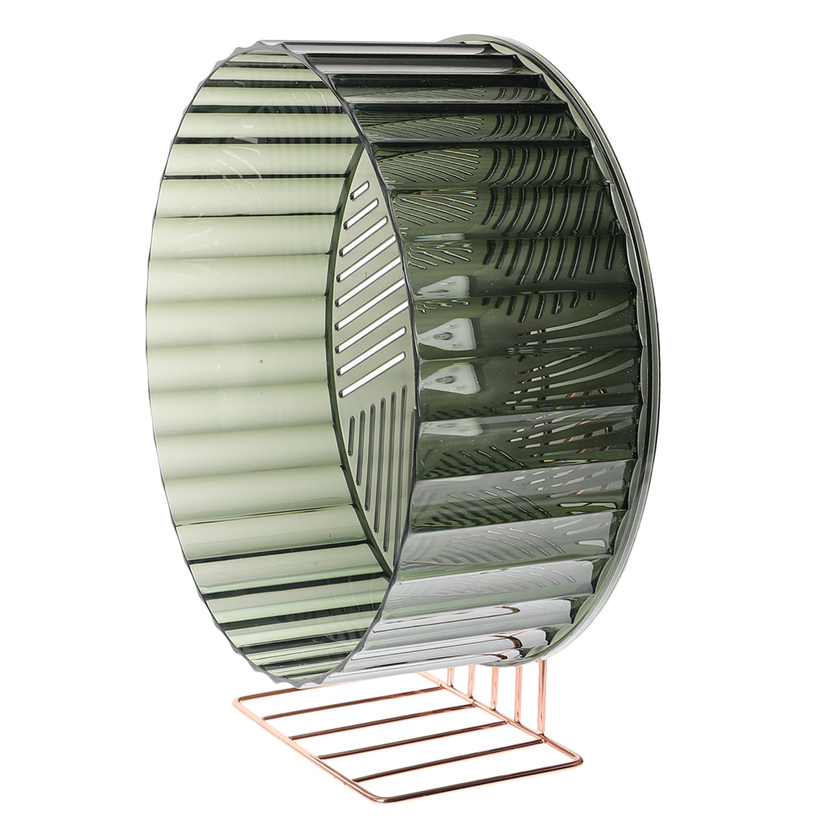 Roue Silencieuse pour Hamster et Petits Animaux Roue Stable pour Petits Rongeurs Décorative avec Base Vert Foncé avec Support Doré