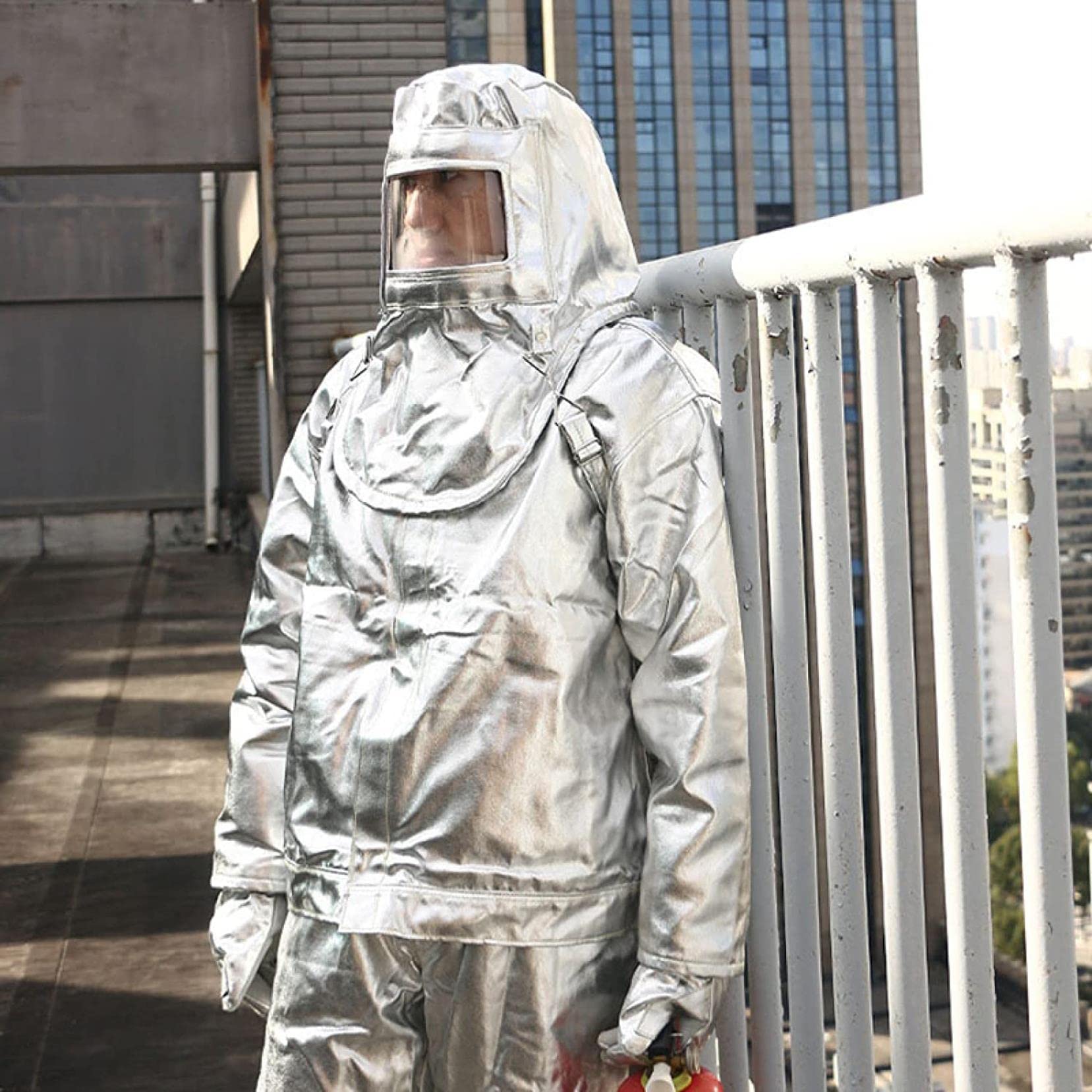 Ropa Ignífuga Uniforme Bombero Traje Aluminizado Resistente Calor Papel Aluminio Mina Carbón, Pozo Petróleo, Mina, Planta Química,175-180cm