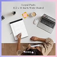 Vista 6 de 12 paquetes de anotadores legales de 8.5 x 11 pulgadas con rayas anchas, anotadores micro perforados de 8.5 x 11 pulgadas, anotadores de escritura