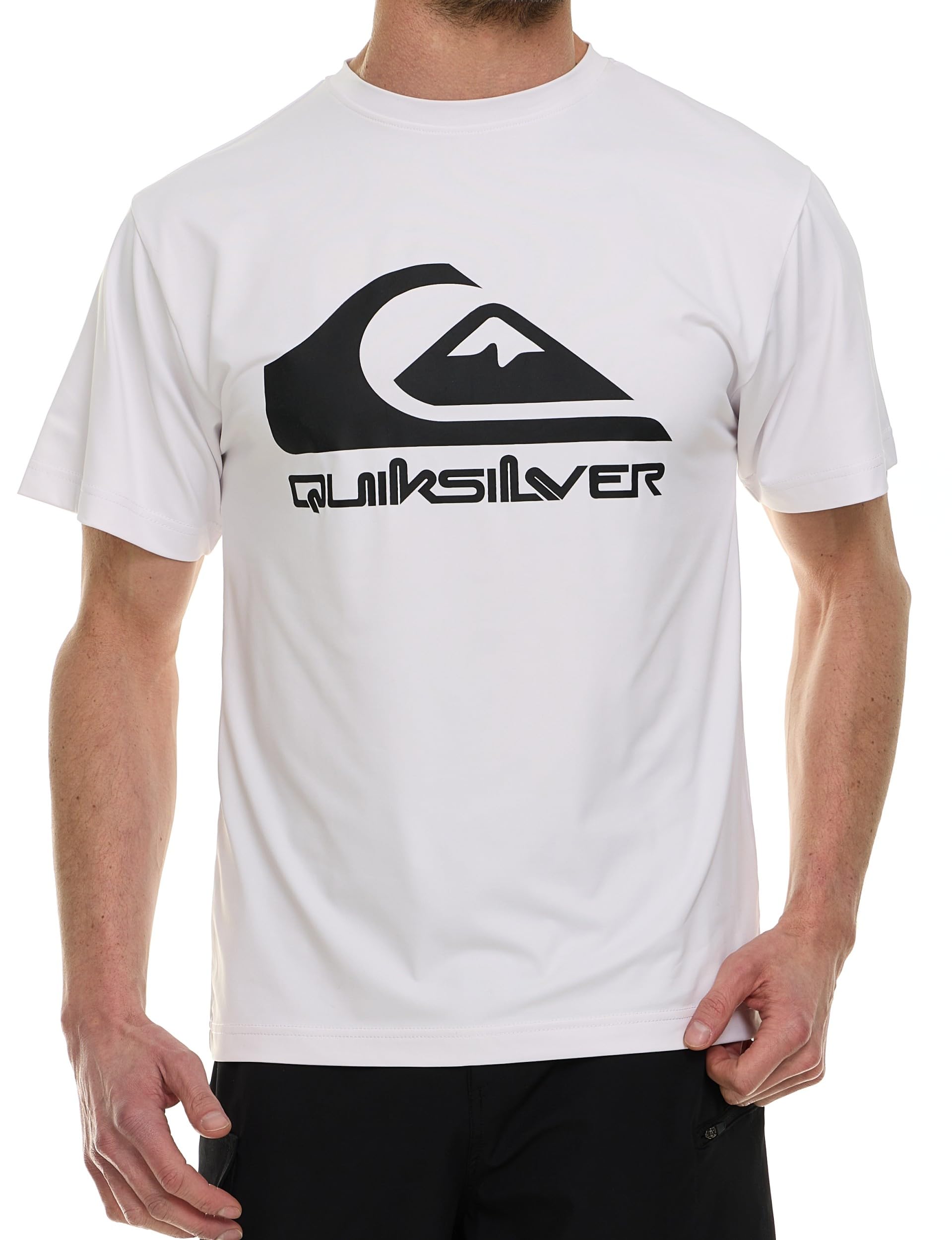quiksilver rash guard for men upf 50+ big and tall swim long & short sleeve shirt white