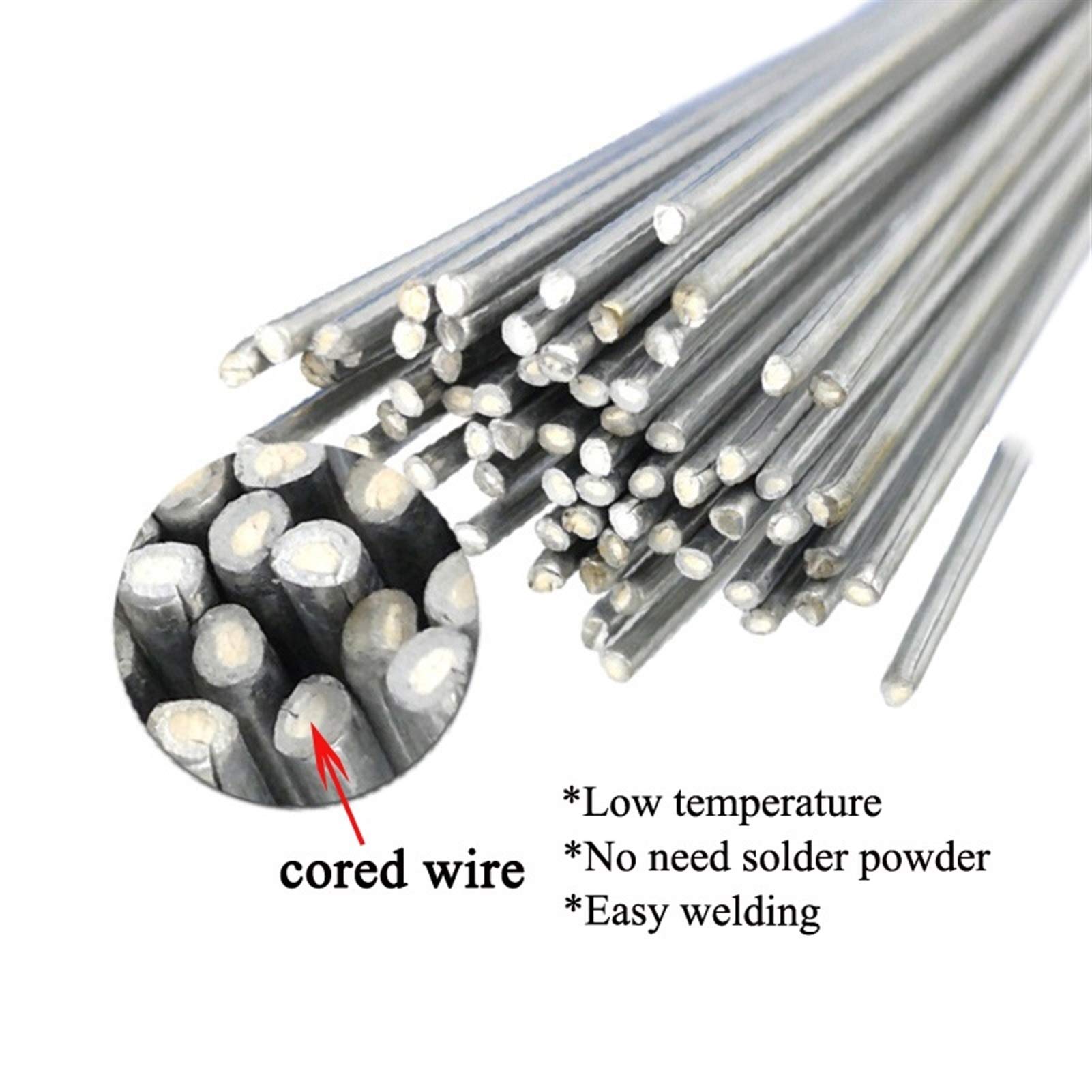 Srebrne pręty do lutowania twardego aluminium, Flux Cored Aluminum Welding And Brazing Rods 1.6/2.0mm 330mm Pack Of 5 10 20 50 Pcs(2.0mm-10 Pcs)