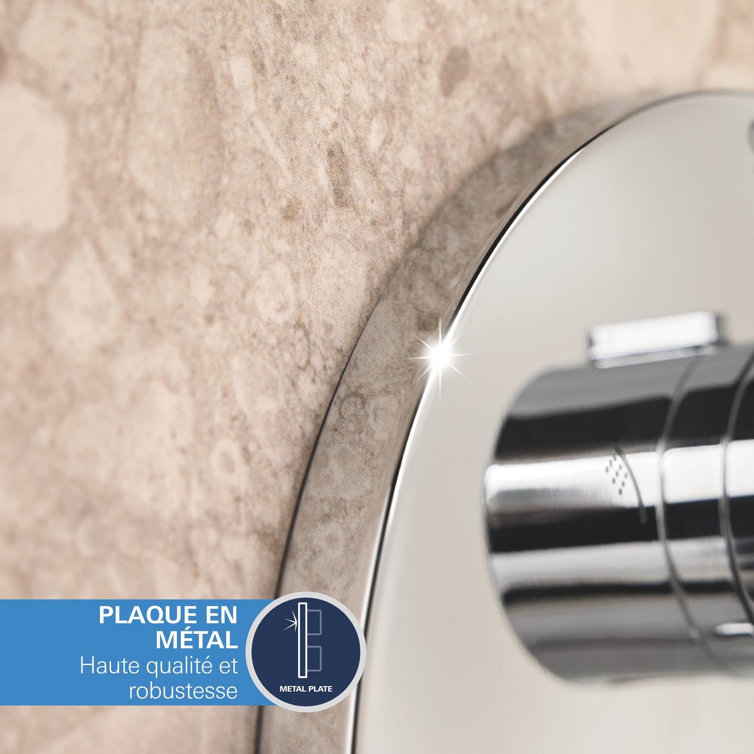 GROHE Start Ensemble de Douche Encastré 2 sorties, Douche de Tête Vitalio Start 25cm, Pommeau de Douche Vitalio Start 11cm 2 jets (Pluie/Stimulant), Support Mural, Flexible 1.5 m, Chromé, 25292000