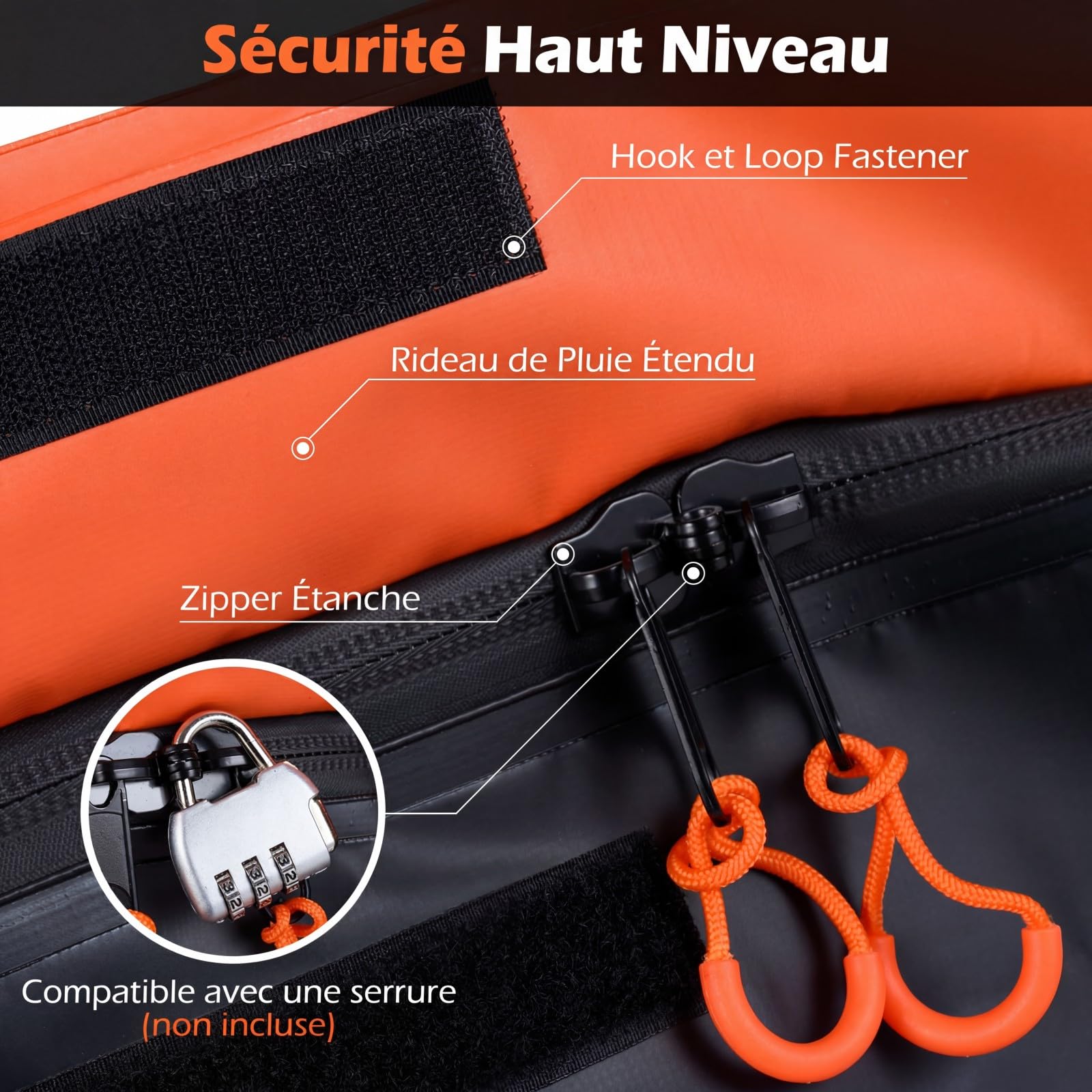 COSTWAY Coffre Attelage 453 L, Coffre Arrière pour Attelage de Remorque avec PVC Imperméable 8 Sangles Renforcées Sac de Rangement, pour Tous Les Véhicules avec Porte-Bagages Attelé