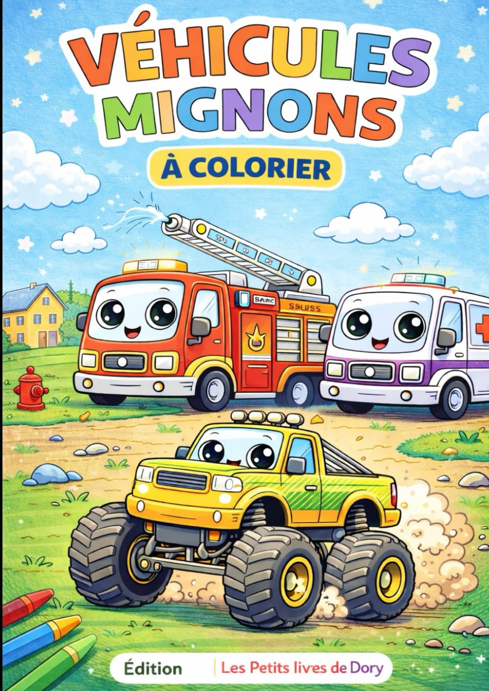 Véhicules mignons à colorier: Coloriage kawaii pour enfants de 4 à 8 ans