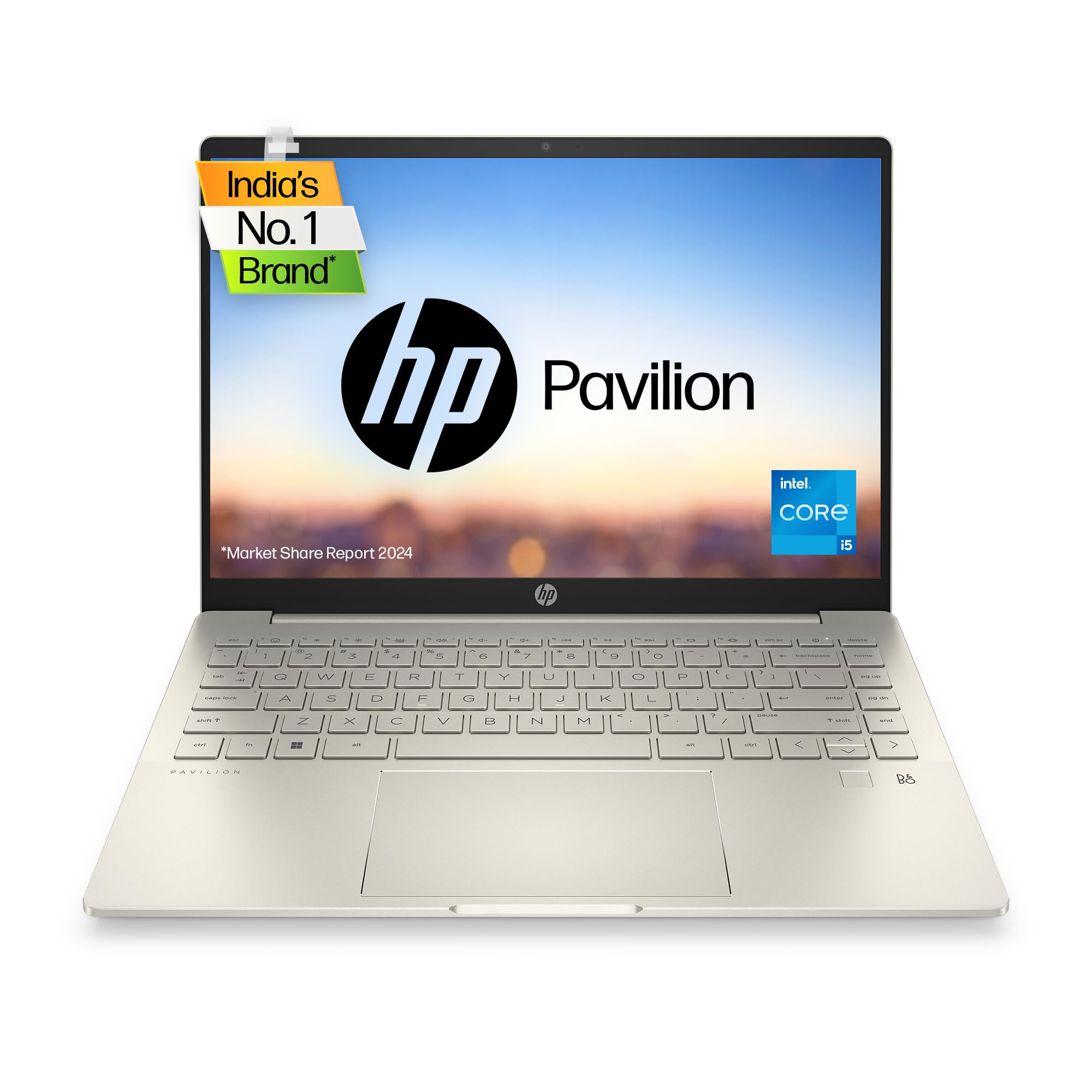 Pavilion Plus, 12th Gen Intel Core i5 16GB RAM/512GB SSD 14 inch(35.6 cm) Creator Laptop with Eye Safe Display/Intel Iris Xe Graphics/Backlit KB/B&O/FPR/Win 11/Alexa/MSO,14-eh0025TU Warm Gold