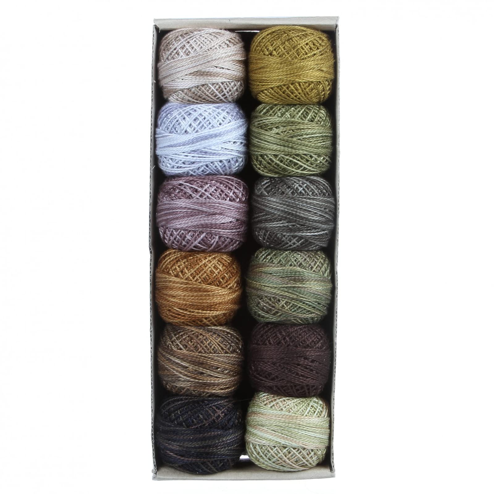 Valdani Pearl Cotton Sz 8 | Cottage Garden Earthen Greens | 73 Yds/Ball