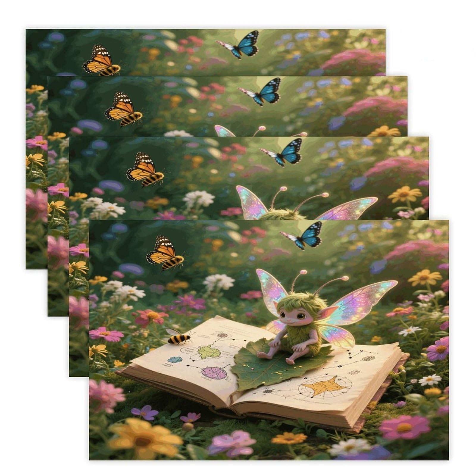 Book of Wonders Placemats Heat Resistant Non-Slip Place Mats Washable Wipeable Table Mat Kitchen Dining Table Decoration Placemats Indoor Outdoor Place Mats 17.7’’×11.8’’