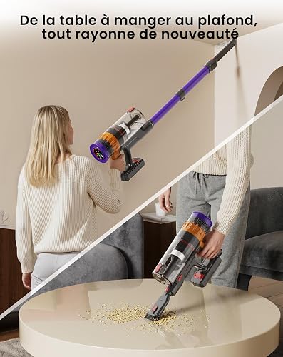 Lefant V1 Aspirador Sin Cable 40 KPa, Potente, Filtración de 5 Capas, Pantalla LED Táctil, 3 Velocidades, Cepillo con LED, Tubo Telescópico, Ideal para Toda la Casa 33 - 5