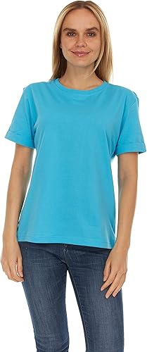 Miniatura 3 de Brix Camiseta de ajuste holgado para mujer, camisetas de algodón con cuello redondo.