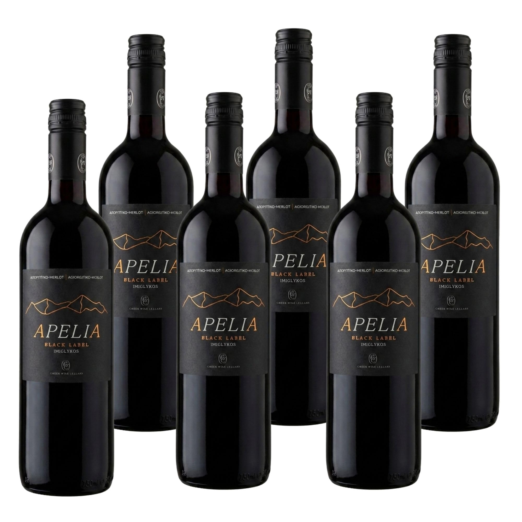 Imiglykos Apelia Black Label 6x 0,75l | Lieblicher Rotwein | Imiglykos | 11,5% Vol. | Kourtaki | + 20ml Jassas Olivenöl