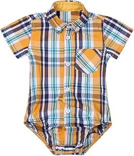 Neonato Unisex Bimbo Bambino Pagliaccetto in Cotone Body Romper a Quadri Pigiama Tutina Fumetto Outfits Camicie a Manica Corta Abito da Battesimo 3-24 Mesi