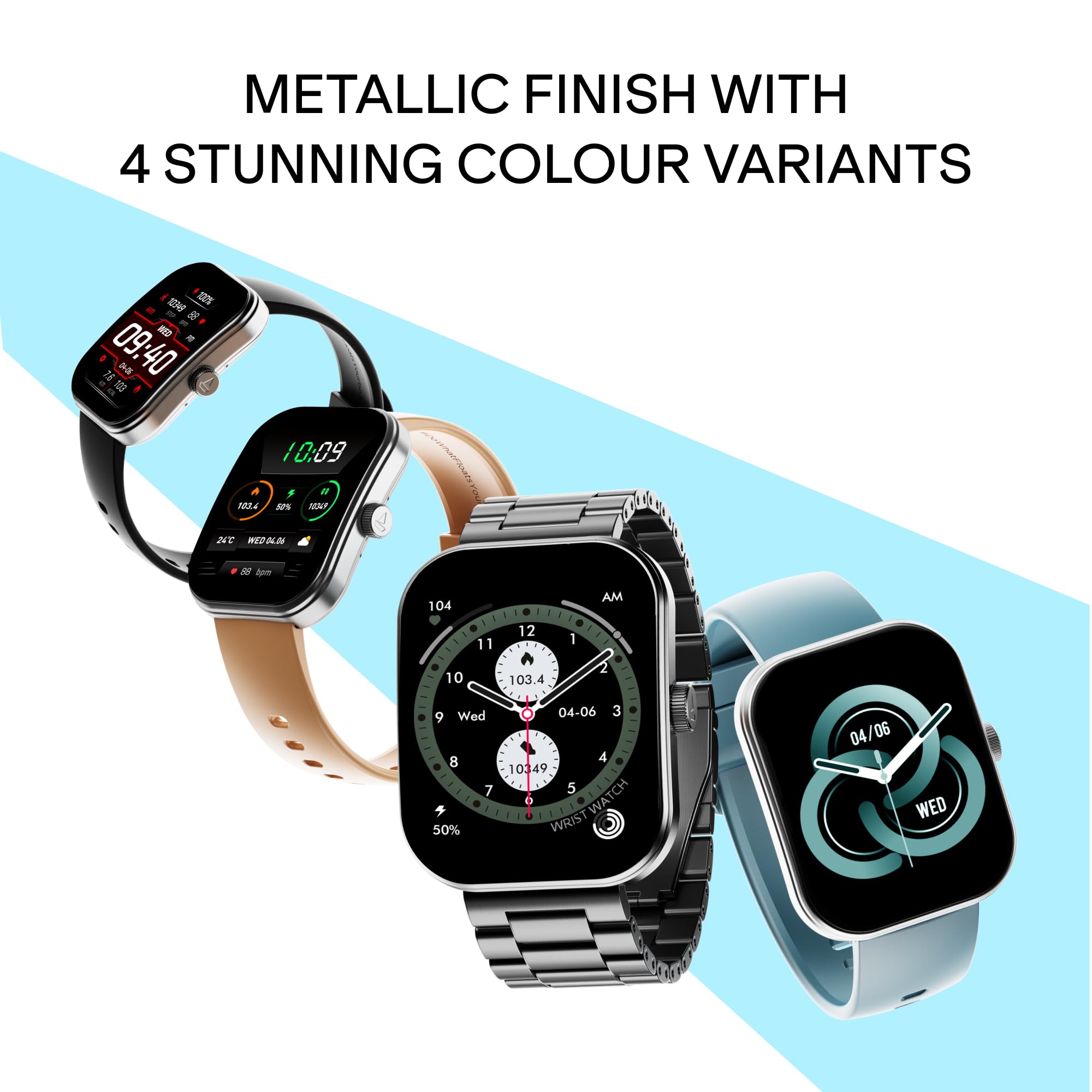 boAt Wave Sigma 3 Curv Smartwatch with 2.01” (5.33 cm) Immersive Curved Display, Metallic Finish, Functional Crown, BT Calling, Sleep, Stress, Heart Rate & SpO2 Monitoring, SOS, IP68 (Cyan Blue) — Amazon image 7