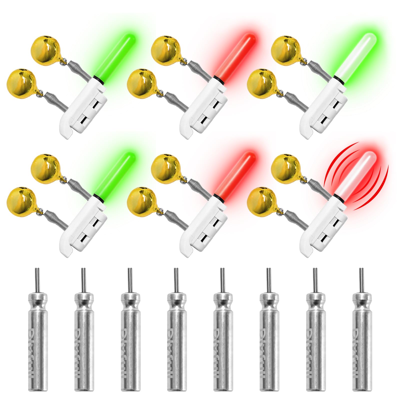 Glow Stick Alert, Fishing Bite Alarm, LED Fishing Alarm with Bell