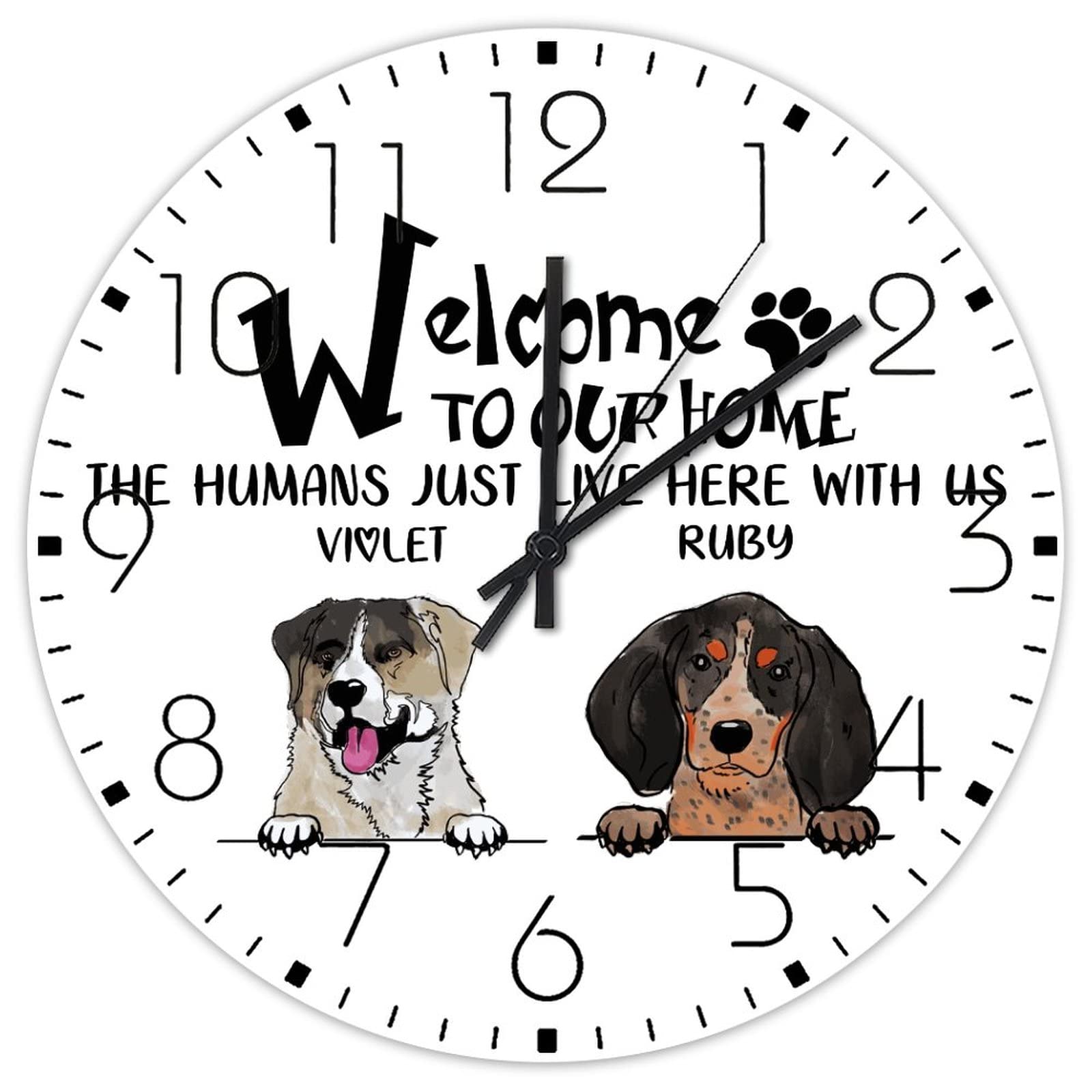 Horloge murale retro Welcome to Our Home en bois pour salon et salle de reunion