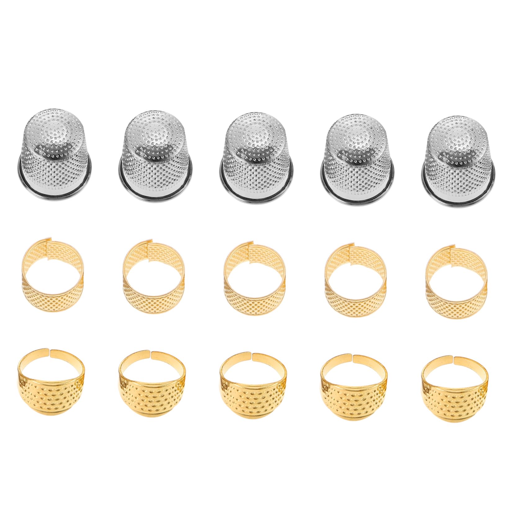 Uonlytech 15pcs Embroidery Thimble Set Hand Quilting Thumb Protectors Metal Sewing Protectors DIY Quilting Tool