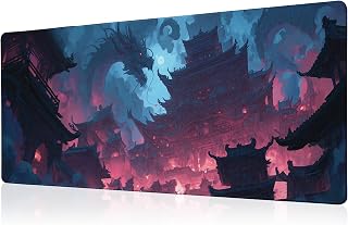 Huge Dragon Mouse Pad Abstract 31.5x11.8 Inch Table Pad Cute Desk Accessories Non-Slip Rubber Base Large Mousepad Stitched Edges Keyboard Mouse Mat Desk Pad for Office and Home