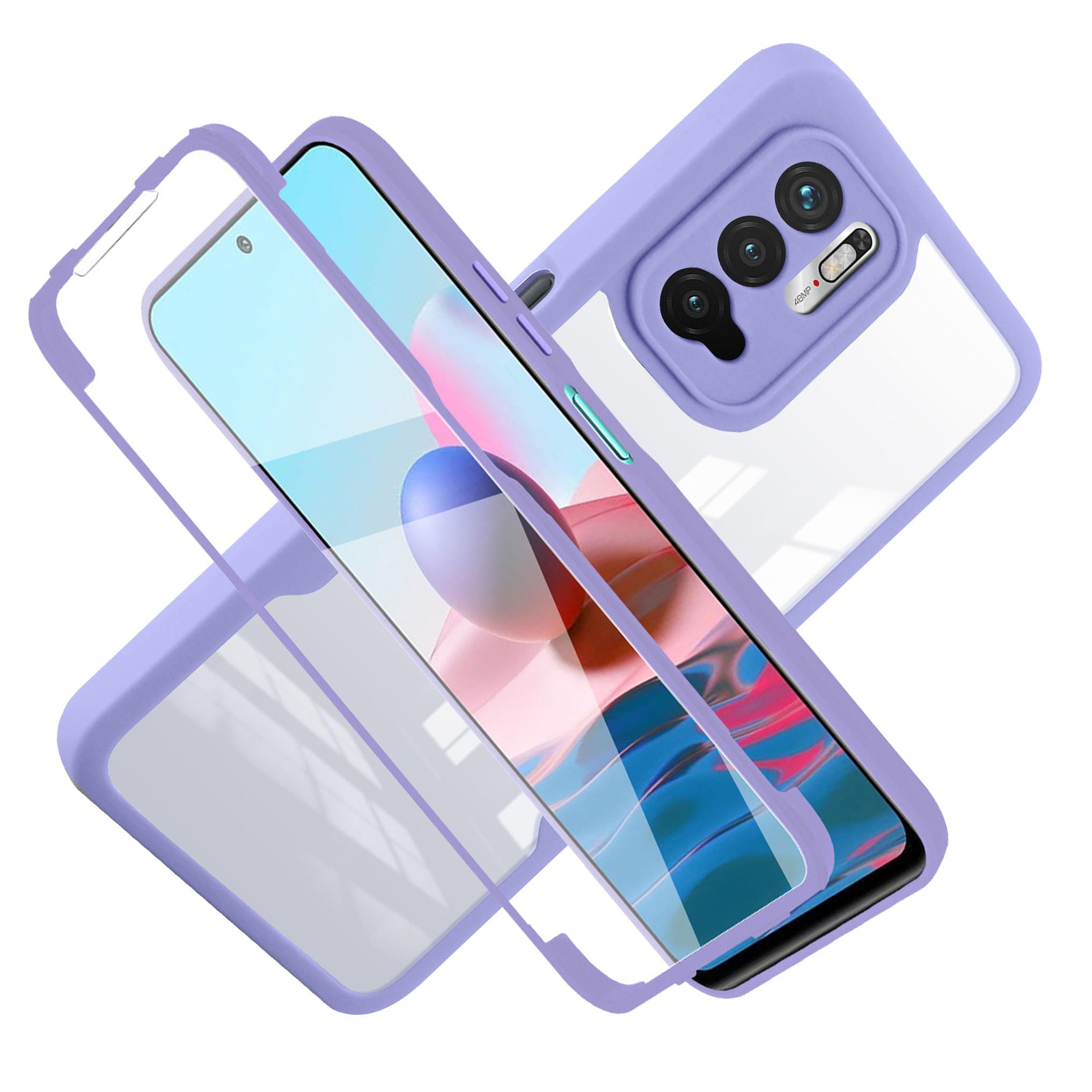 Cover 2in1 Per Xiaomi Redmi 10 5G – Protezione 360° Con Schermo Integrato – Antiurto, Viola – TPU + Plastica Rigida