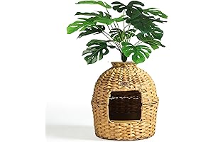 Hidden Plant Haven: Cat Litter Box Furniture with an Artificial Greenery Disguise