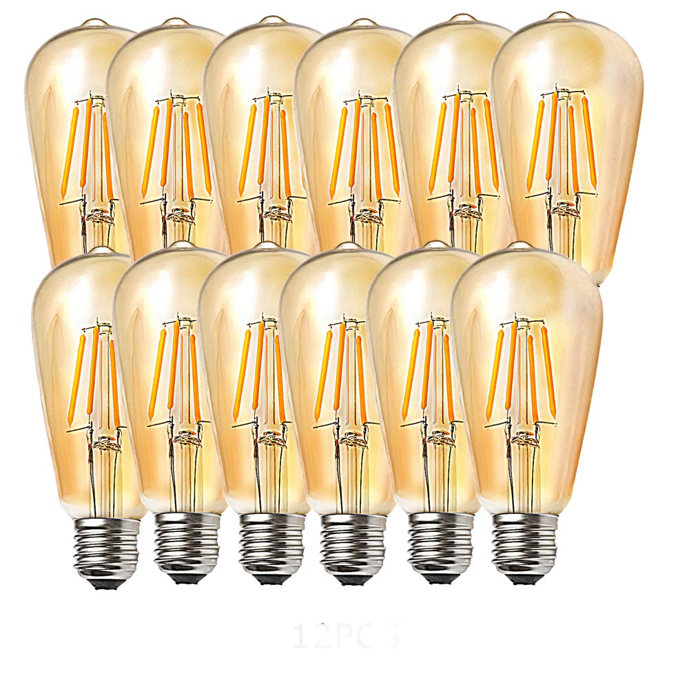 12 Stücke LED E27 4W ST64 Filament Glühbirne Edison Vintage Glühlampe Lampe Birne Warmes Licht 2300K,Nicht Dimmbar