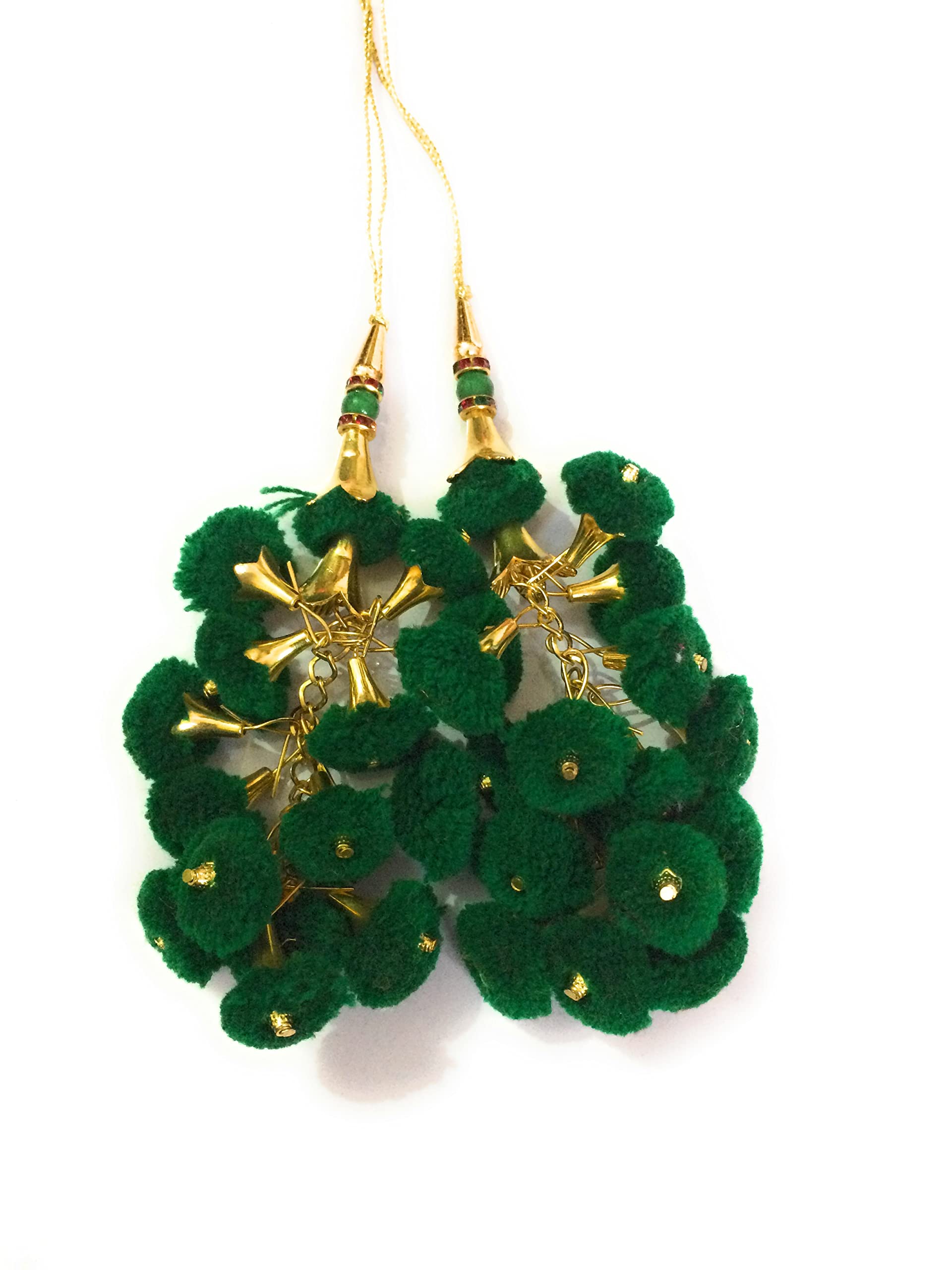 Libas Fashion Handmade Work Ethnic Hanging Latkan Color New Fancy Latkan for Women Pom Pom Bell Teasel Blouse Saree,Lehenga (Dark Green) (B09NJ8BVCQ) Amazon Price History, Amazon Price Tracker