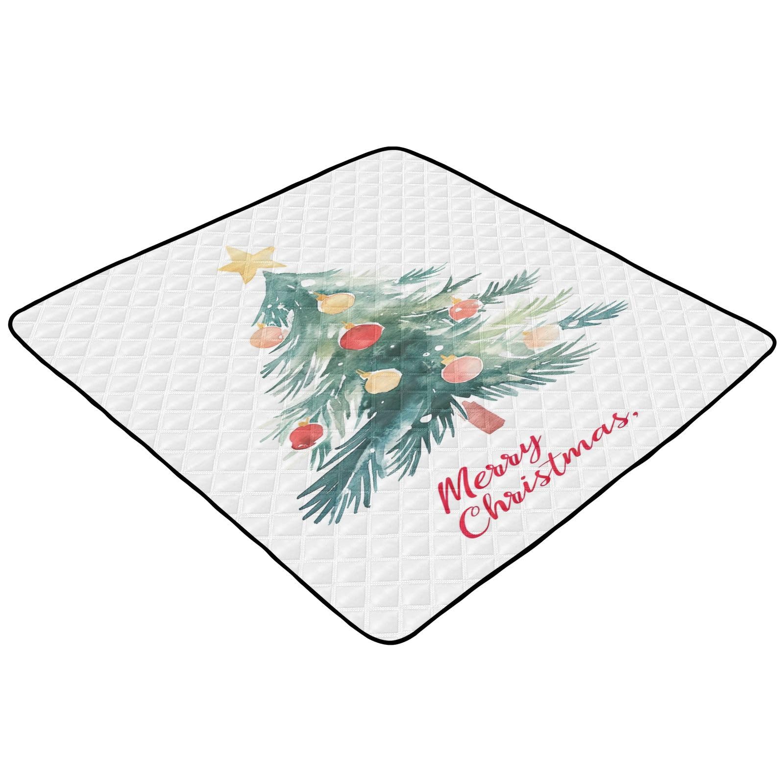 BOESI Doodle Merry Christmas Pattern Baby Play Mat, 50“ X 50” Washable Folding Crawling Mat, Baby Floor Mat, Soft, Thick, Non-Slip