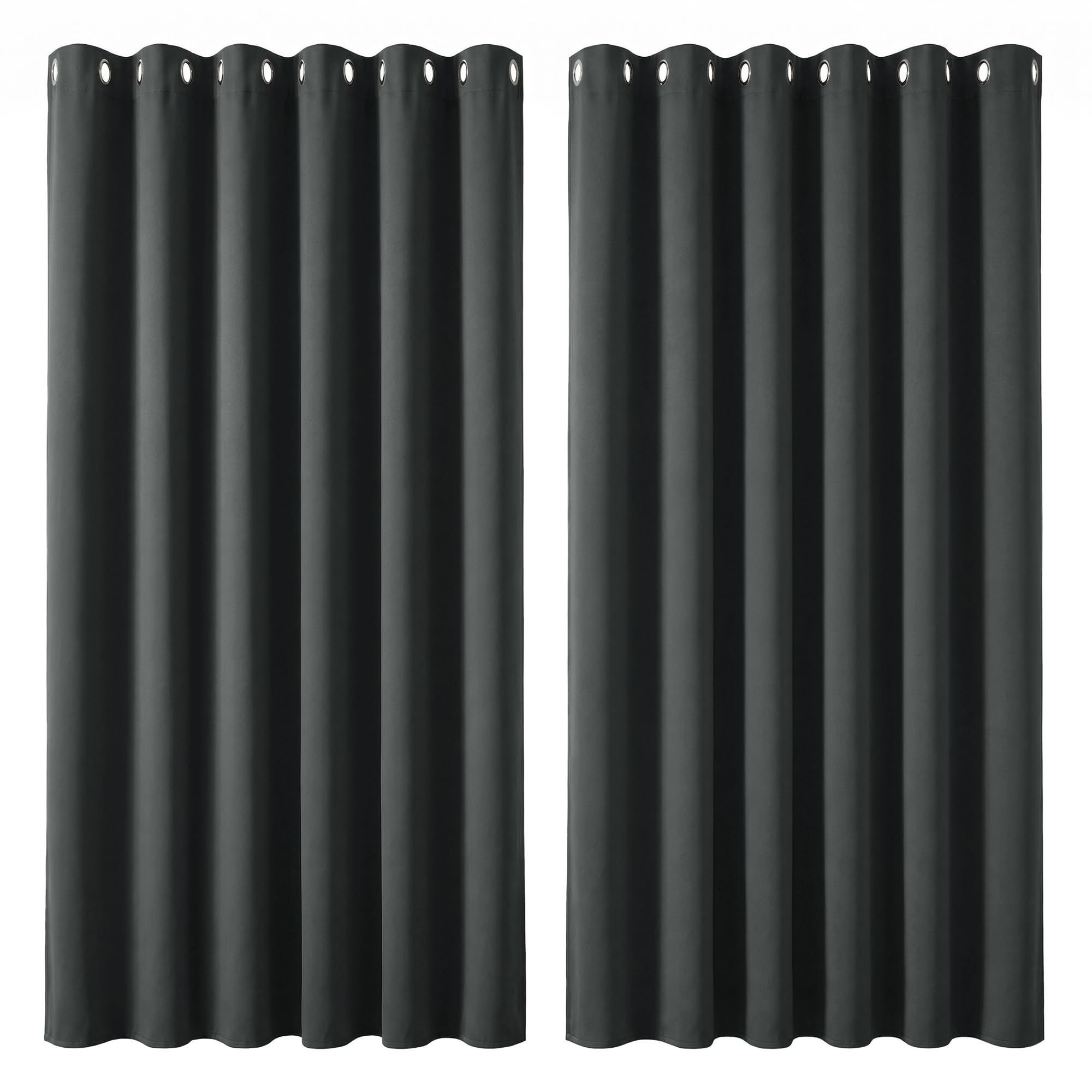 Deconovo Super Soft Thermal Insulated Eyelet Blackout Curtains Bedroom 90 x 108 Inch Dark Grey 2 Panels