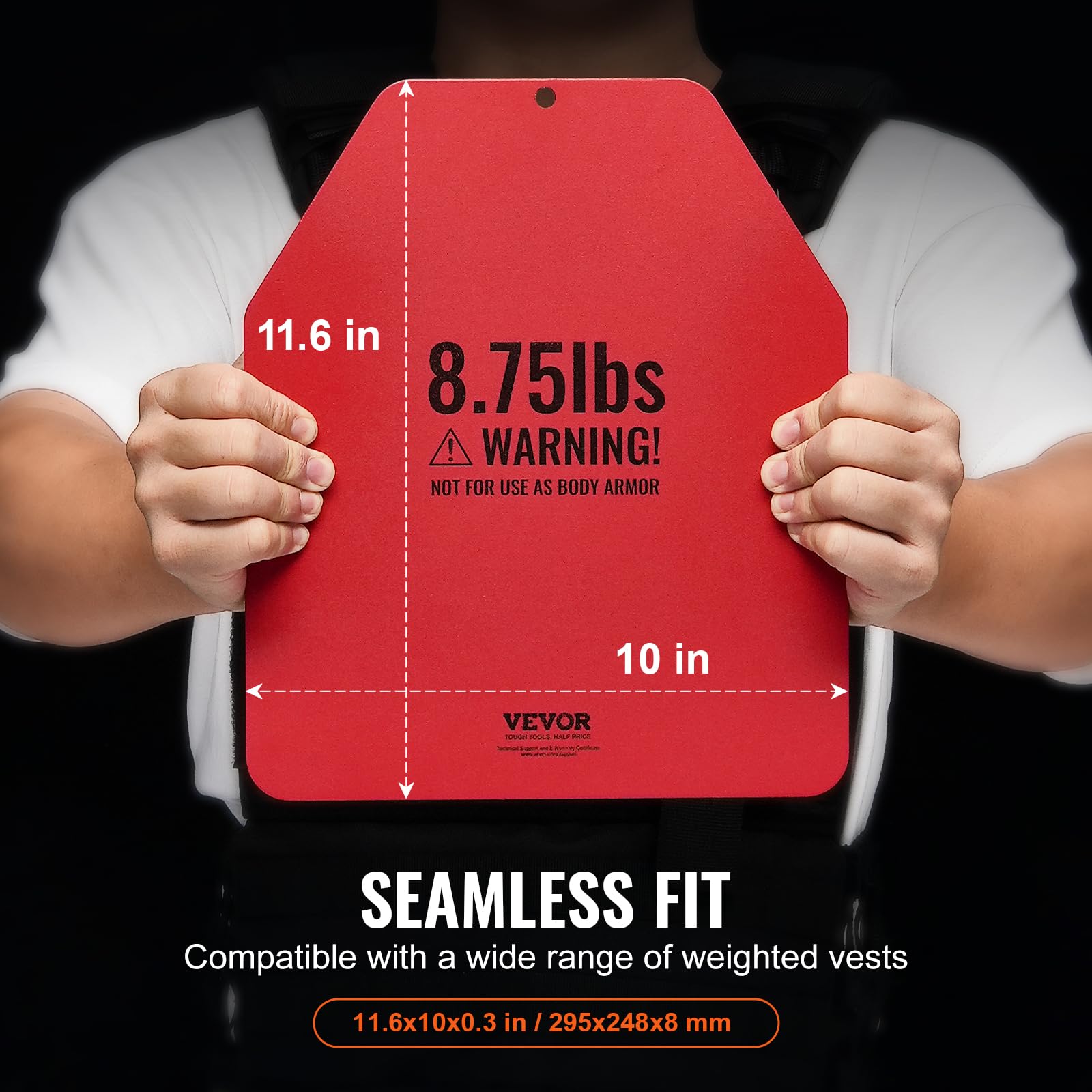 VEVOR Plaque pour Gilet Lesté, Plaques de Lestage en Acier 2 Pièces de 4 kg, pour Course à Pied Jogging Randonnée Entraînement Croisé Fitness Musculation, Poids pour Veste Lestée, Gilet Non Inclus