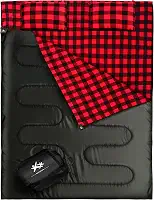 BESTEAM Saco de dormir duplo de flanela para adultos e crianças, tamanho Queen para 2 pessoas com 2 travesseiros, saco de dormir para clima quente e frio para acampamento, caminhadas, impermeável