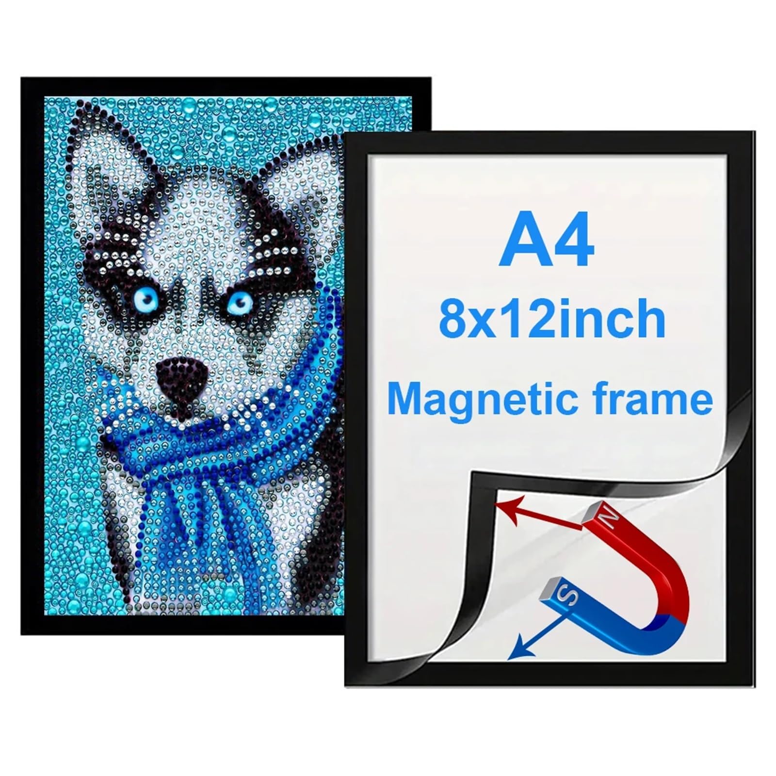 magnetyczne ramki na zdjęcia do lodówki, 8x12 cali A4 Certyfikat Nagrody Gumowe Ramki Magnetyczne Miękkie Samoprzylepne Malowanie Do Prezentowania Obrazów(Black 10pcs)