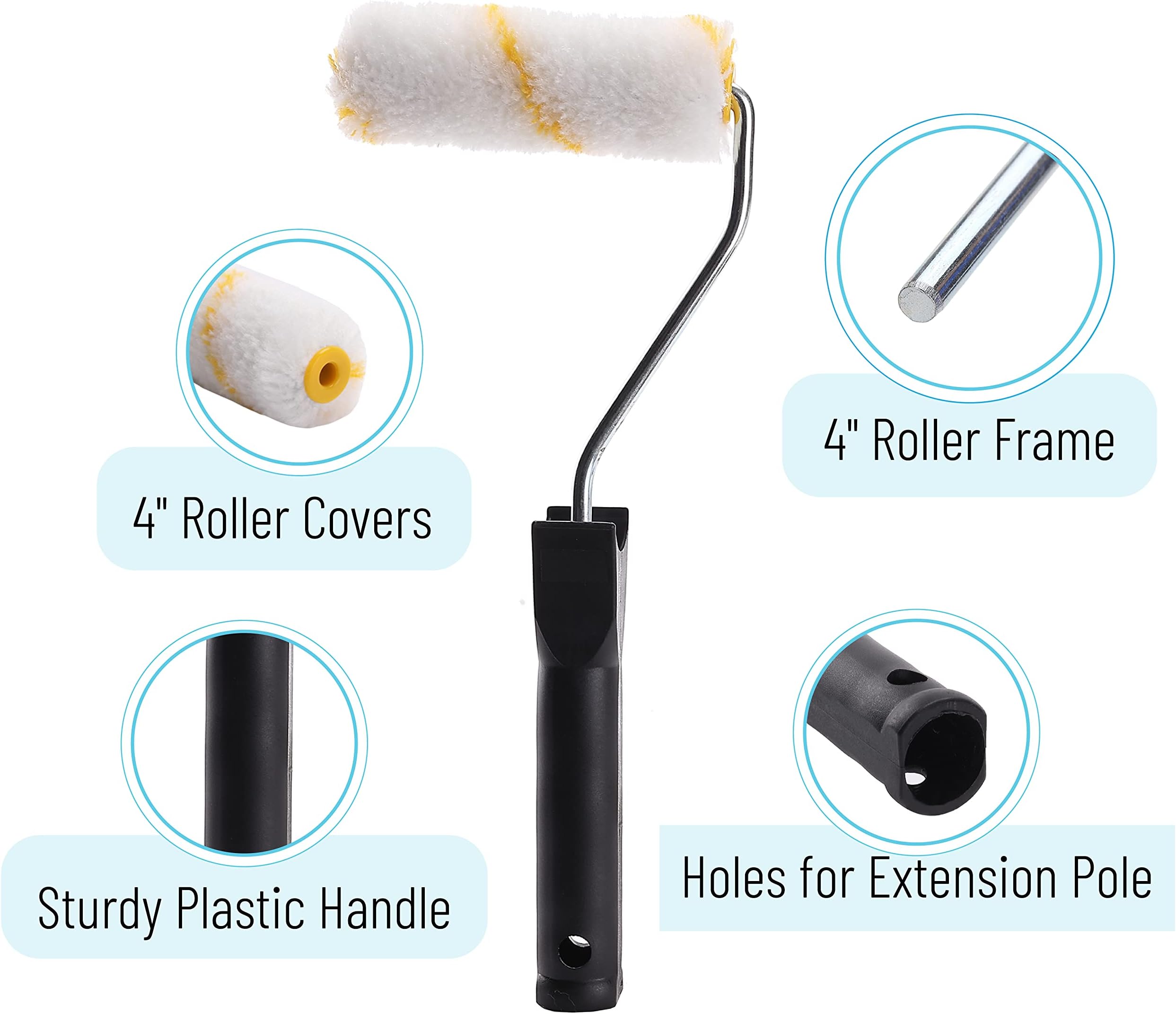 Bates Paint Tool Set - 4" Roller, Foam & Mini Rollers, Tray & Covers