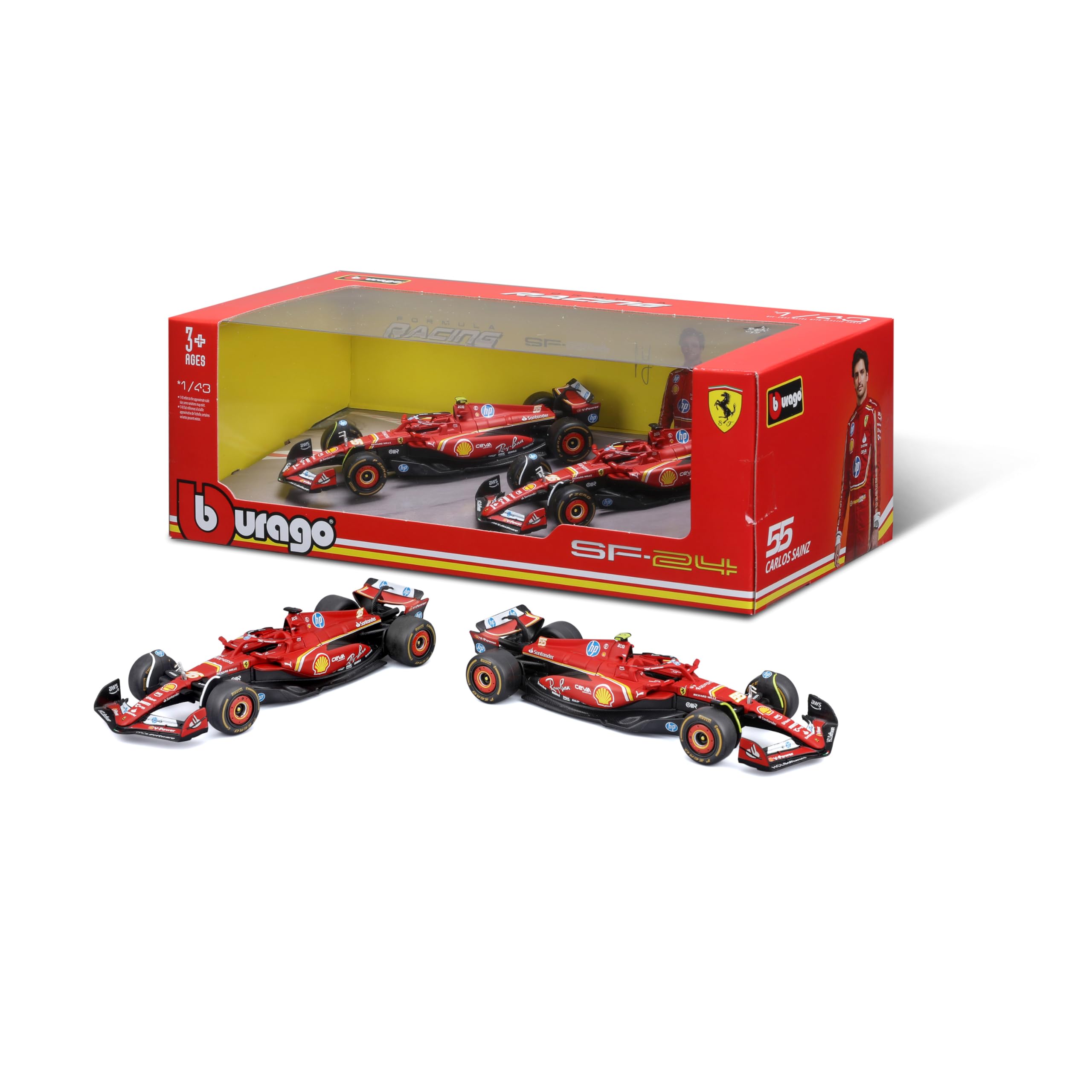Burago Set of 2 Model Cars Formula 1 Carlos Sainz Charles Leclerc