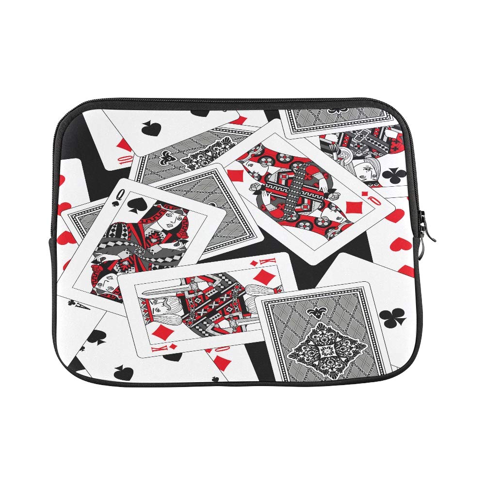 Design Custom Playing Cards Seamless Pattern Background in Black Sleeve Soft Laptop Case Bag Pouch Skin for MacBook Air 11"(2 Sides)