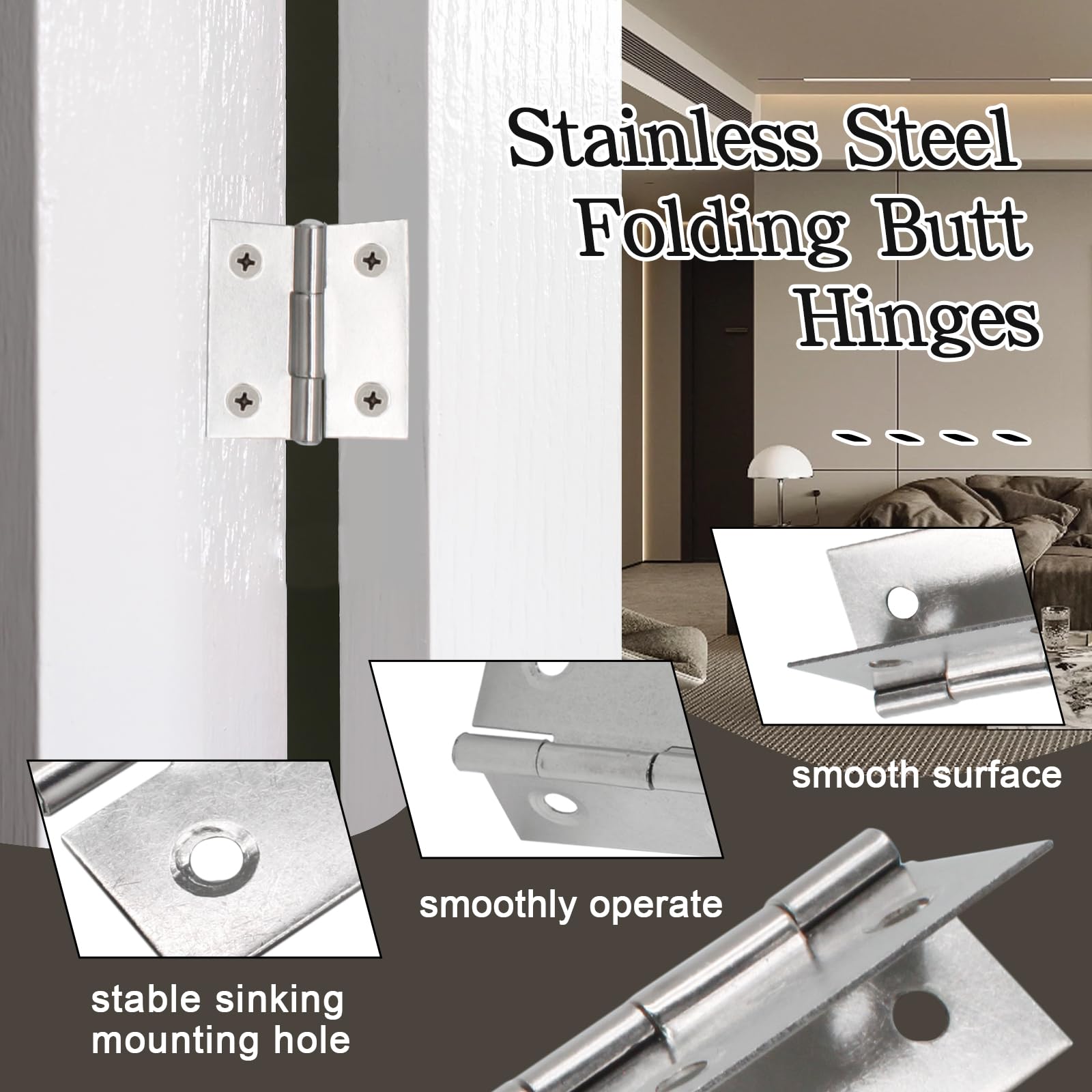 Luomorgo 1.5 Inch Mini Hinges, Stainless Steel Butt Hinges, -2 Luomorgo 1.5 Inch Mini Hinges, Stainless Steel Butt Hinges, -2
