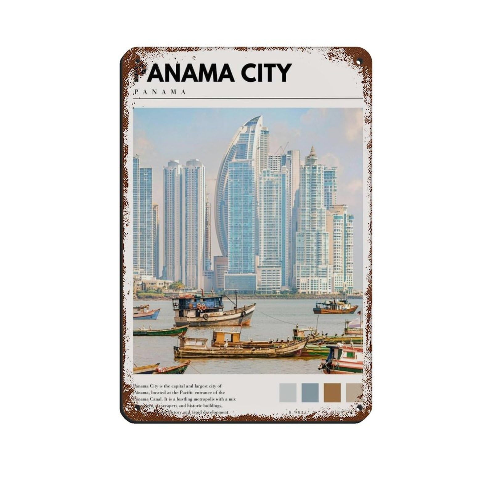 Panama Art Panama Photography Poster Retro Poster Metal Tin Sign Chic Art Retro Iron Painting Bar People Cave Cafe Family Garage Poster Wall Decoration 8x12inch(20x30cm)