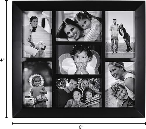 Miniatura 10 de Malden International Designs - Marco de foto tipo collage biselados de madera de nogal para 3 fotos de 4 x 6