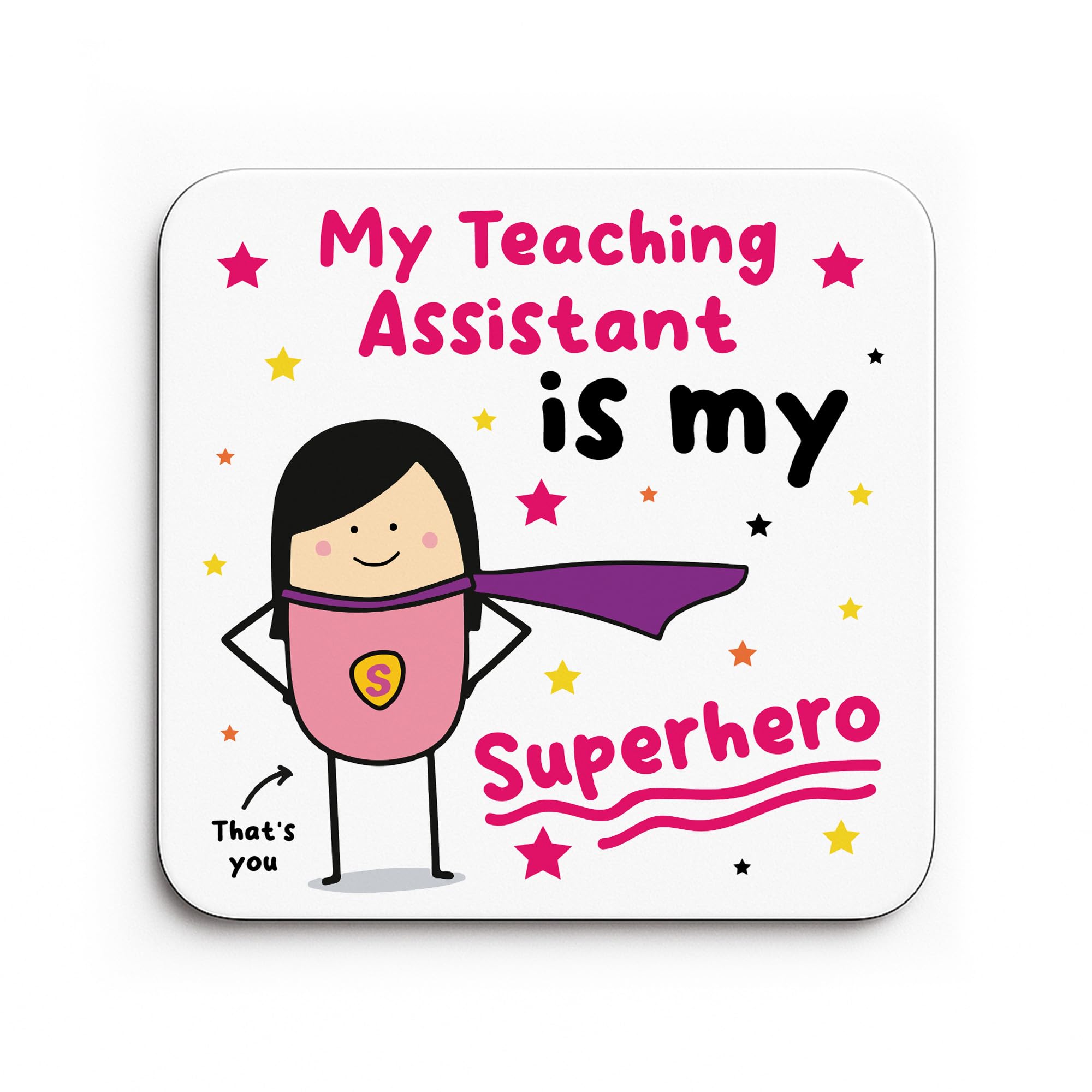 Red Ocean Gift For Teaching Assistant Coaster Thank You Gift My Superhero Teacher Appreciation To Say Thank You TA Gifts For Women Novelty Leaving Teaching Assistant Keepsake