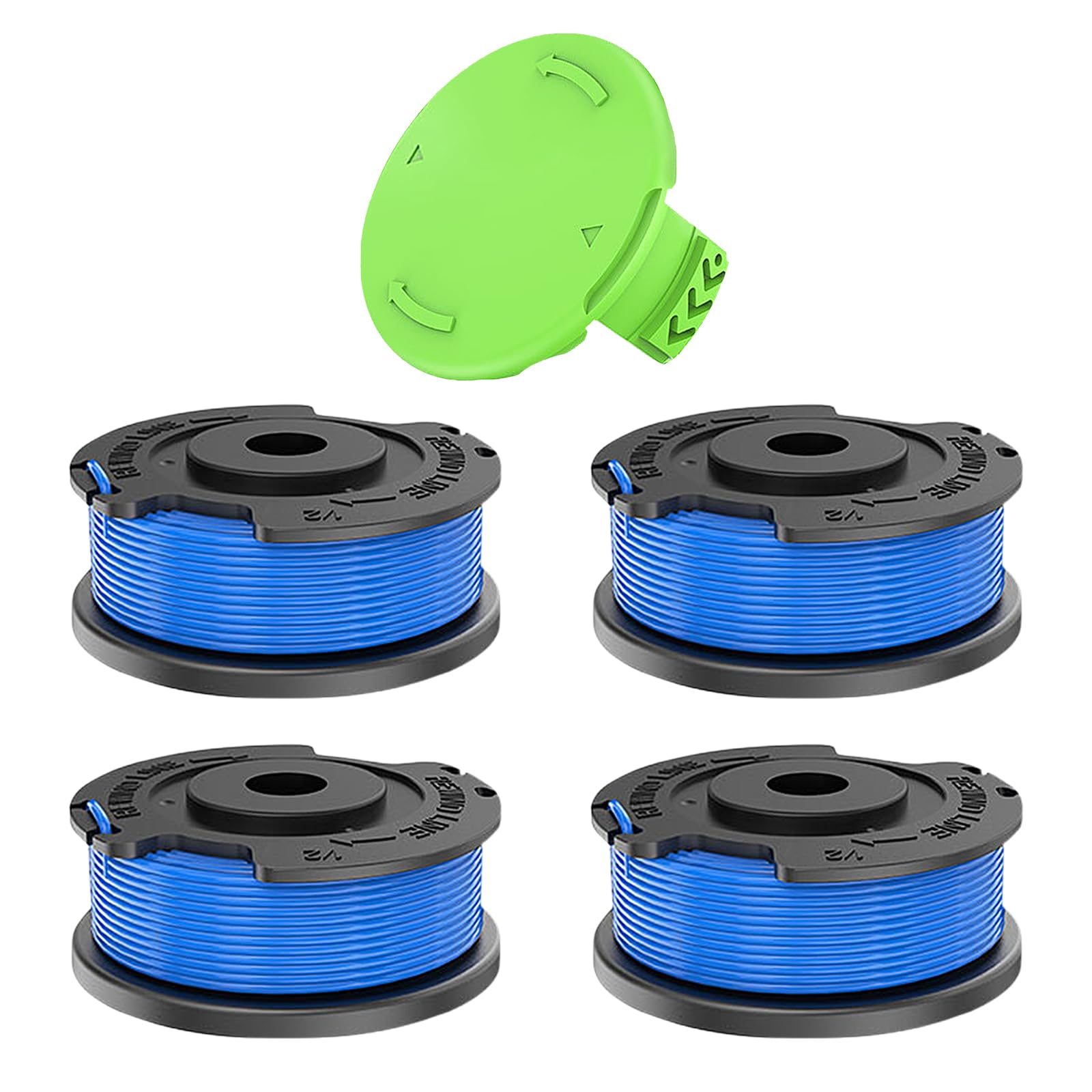 Chiholen 4Pcs Strimmer Spool Compatible With 29252/29092, Replacement Strimmer Wire For Greenworks 18V 24V 40V 60V 80V, G24ltk2, G24lt30m, G24lt30mk2, Ø 1.65 Mm 4.9 M (4 Spool + 1 Cover)