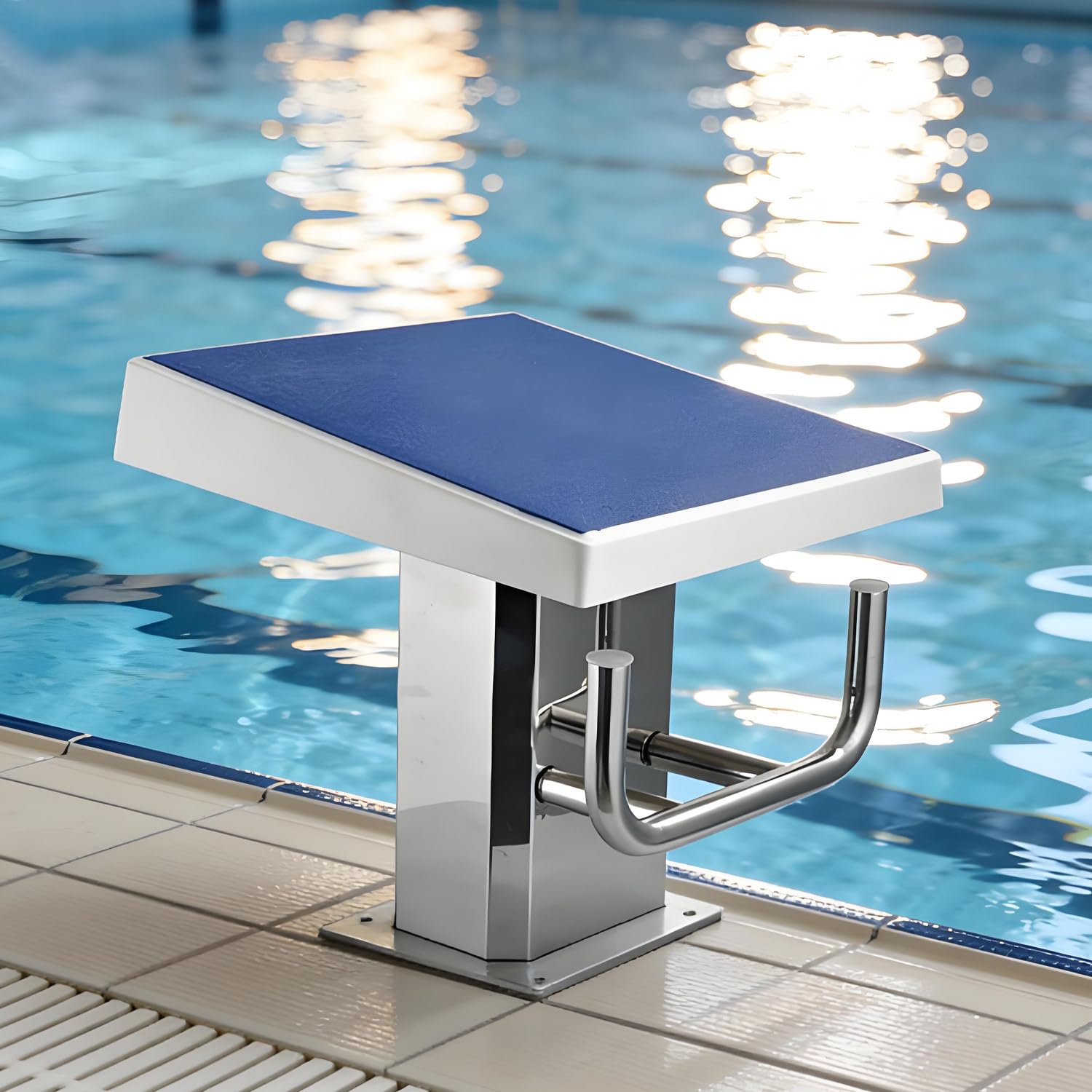 Plateforme de plongée de piscine creusée inclinée 15 degrés inox
