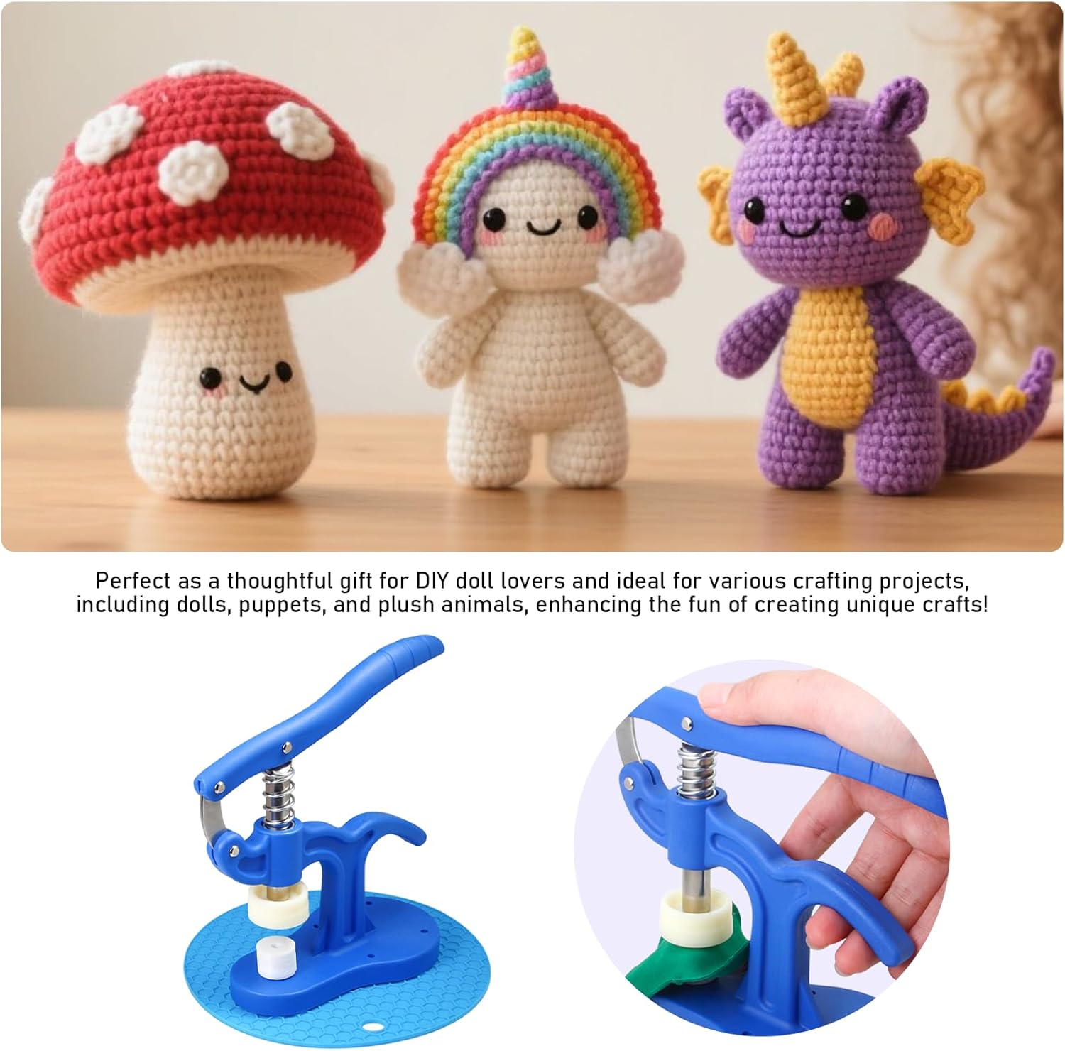 Safety Eye Tool Large Size Safety Eye Install Tool for Amigurumi, Auxiliary Tool for Attaching Safety Eyes for Stuffed 5-45mm Animal Eyes, Crafting Supplies for Crocheted Toys - Image 4