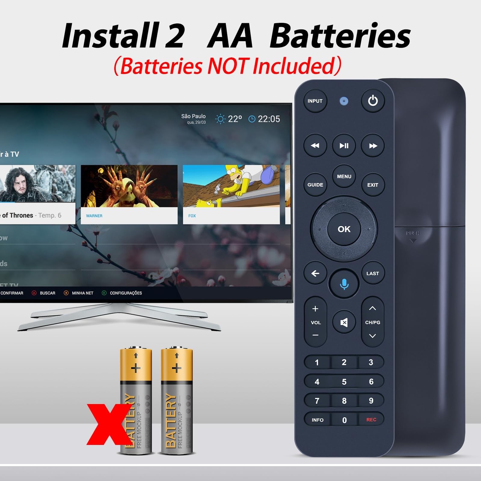 Mando a distancia de repuesto de voz para Verizon FiOS TV todo en uno, compatible con MG3-R32140B y VRC4100 BLE