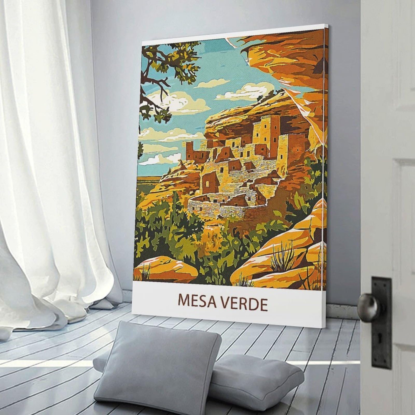 Junmoney Frame-Style-10 Mesa Verde National Park Canvas Wall Decor 08X12inch(20X30cm), For Lounge, Study, Hallway Or Flat Walls, Canvas Wall Art That Fits Changing Layouts