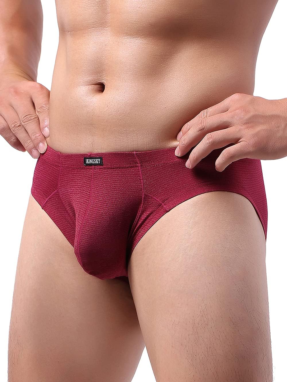iKingsky Men's Striped Bulge Briefs Stretch Pouch Underwear Sexy Low Rise Breathable Underpanties for Men - Image 6