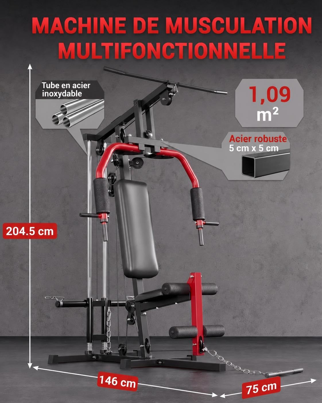 Garvee Station Musculation Multifonction Maison 180 kg