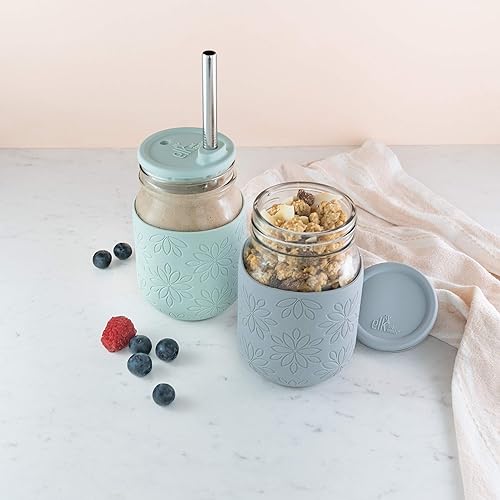 Miniatura 7 de Elk and Friends Pajitas de silicona reutilizables para adultos y niños con tapón para tarros o vasos Mason de 8 y 10 onzas, paquete de 8 pajitas