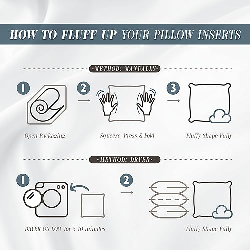 Miniatura 5 de Elegant Comfort Paquete de 2 rellenos de almohada de poliéster y algodón, relleno de fibra siliconada, 22 x 22, color blanco, 2 unidades