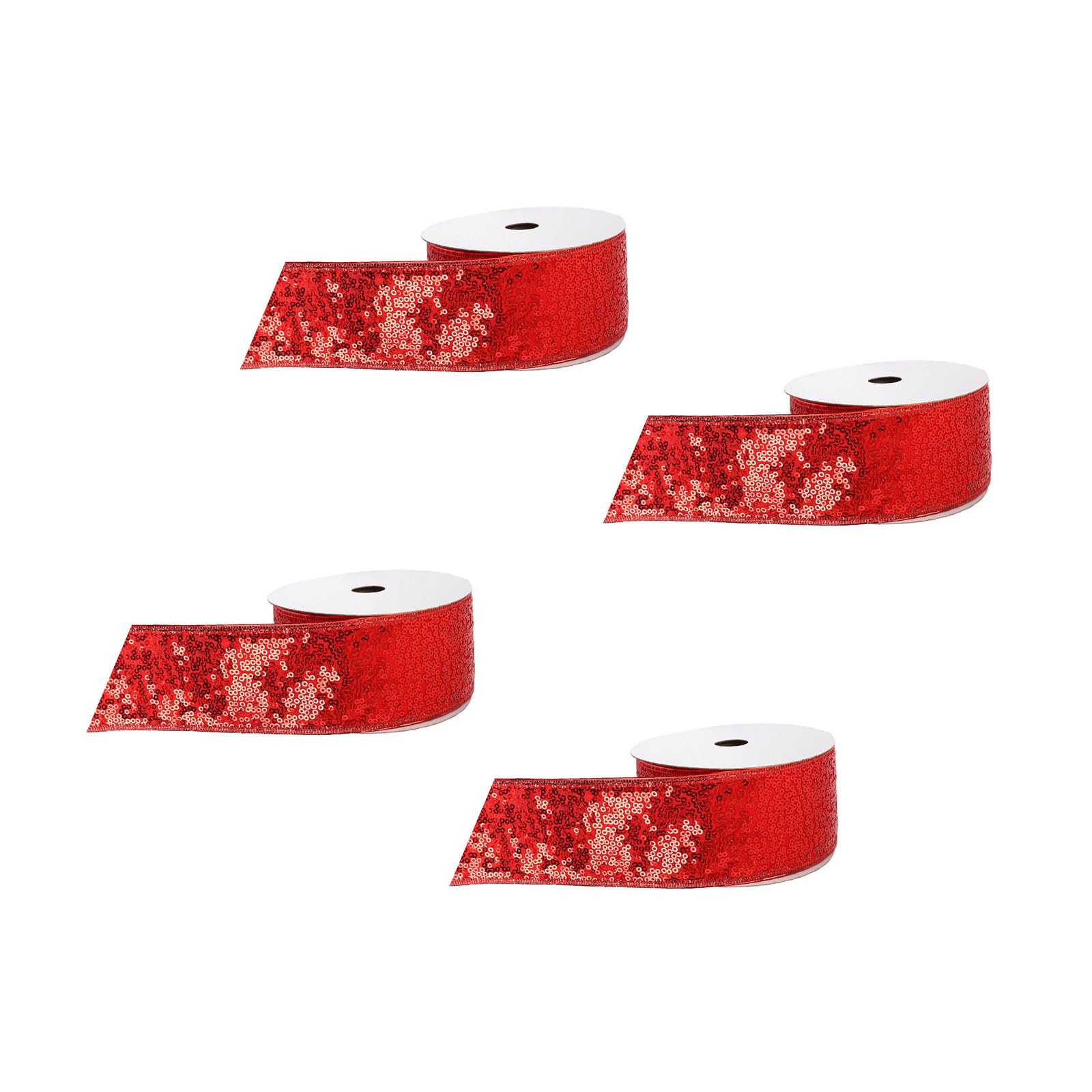 Buxuaaaa 4 Rolls Christmas Butterfly Bowknot Ribbon for Holiday Decoration Colorful Sequins Silk Ribbons Present Embellishment Craft Supplies