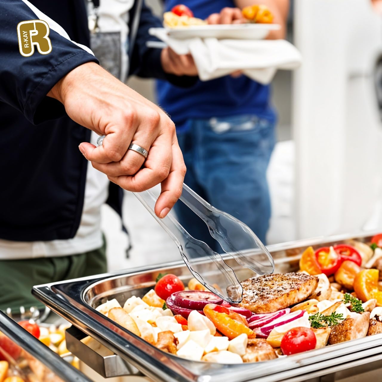 Paquete de 12 pinzas de plástico para servir bufé, utensilios de plástico para servir alimentos fríos y calientes, pinzas desechables para fiestas, vacaciones y reuniones (transparentes)